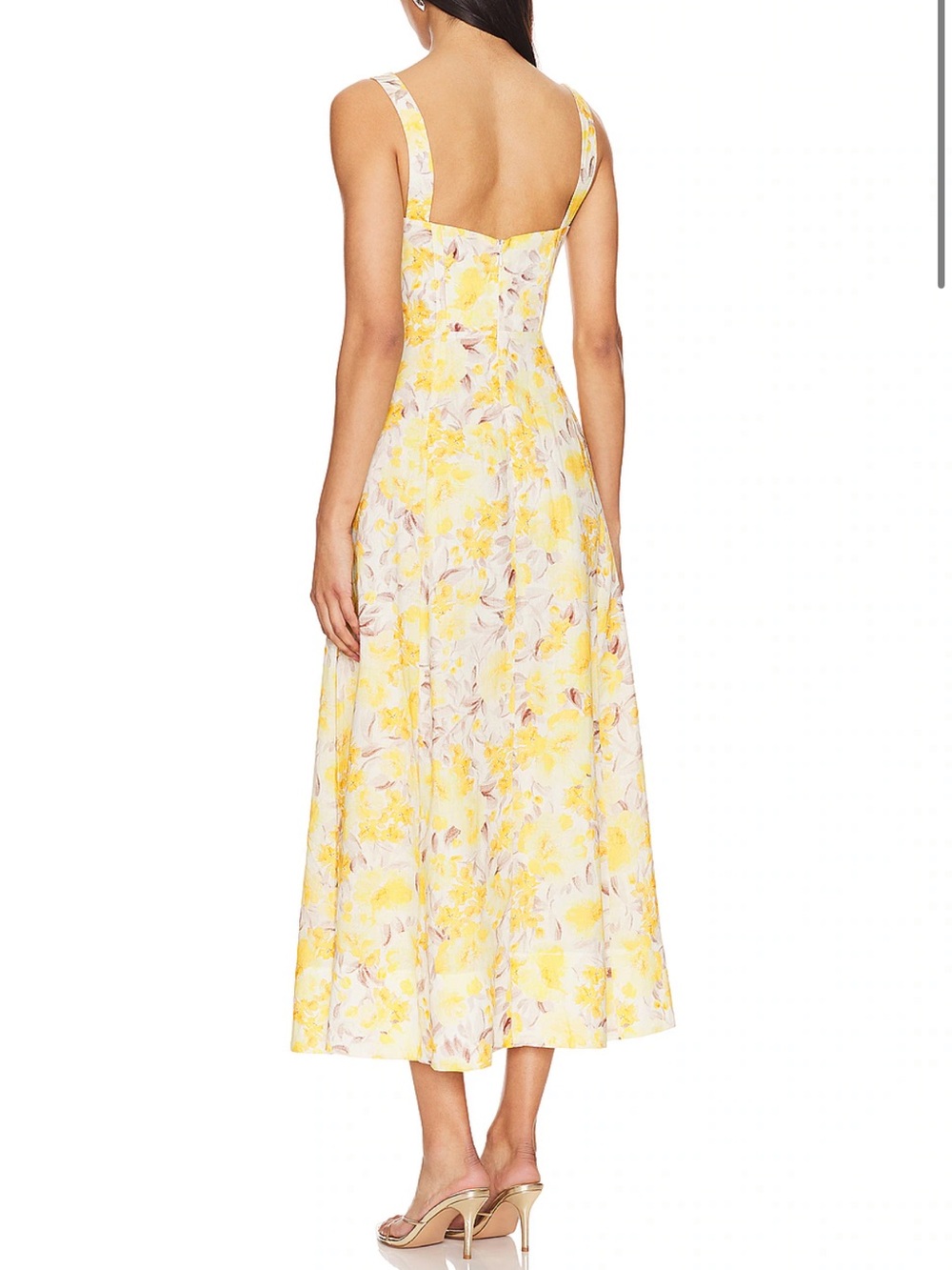 Bardot Lilah Corset Midi Dress in Yellow Floral Size 6 New - Picture 3 of 8